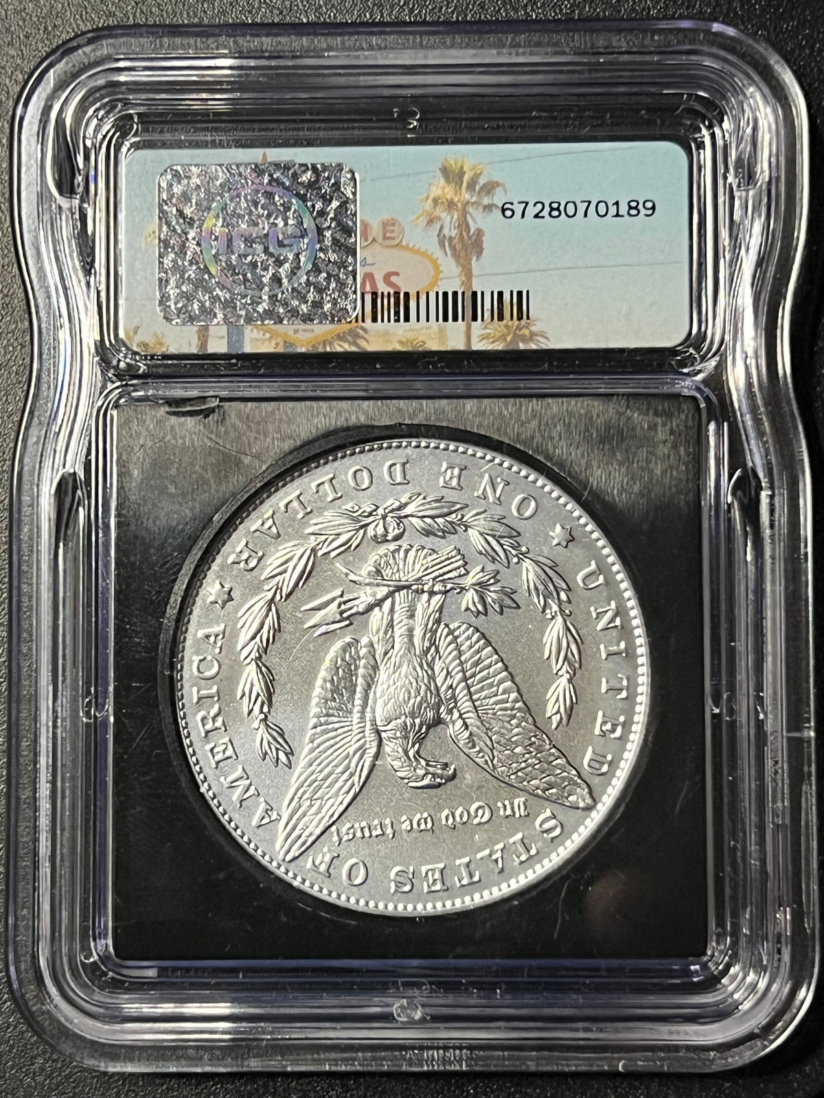 2025 S$1 Morgan Dollar — ICG MS70 (Special Las Vegas Welcome Sign Label, 1 of 250, Certified Slab)
