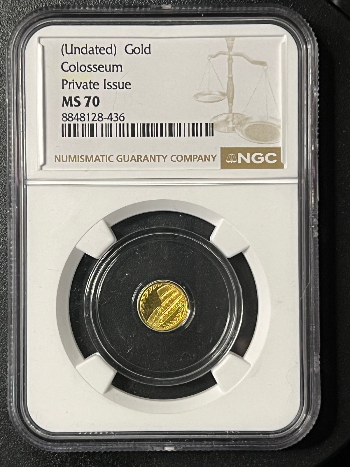 Gold Colosseum — Private Issue 1/200 oz .9999 Fine Gold Round | NGC MS 70