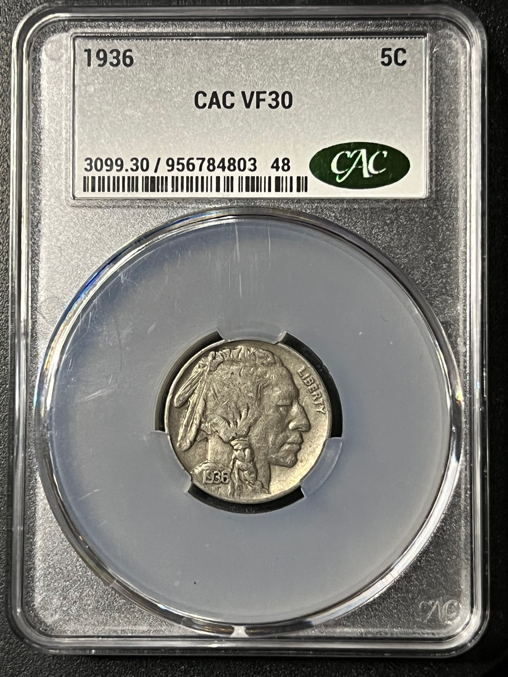 1936 Buffalo Nickel – CAC VF30