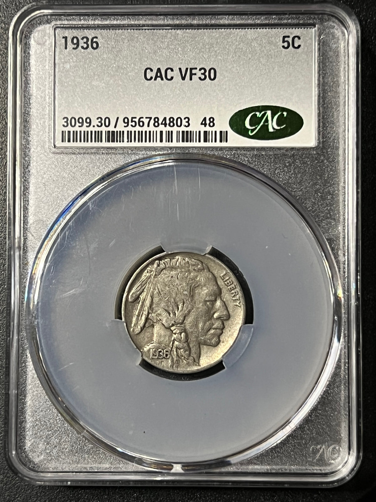 1936 Buffalo Nickel – CAC VF30