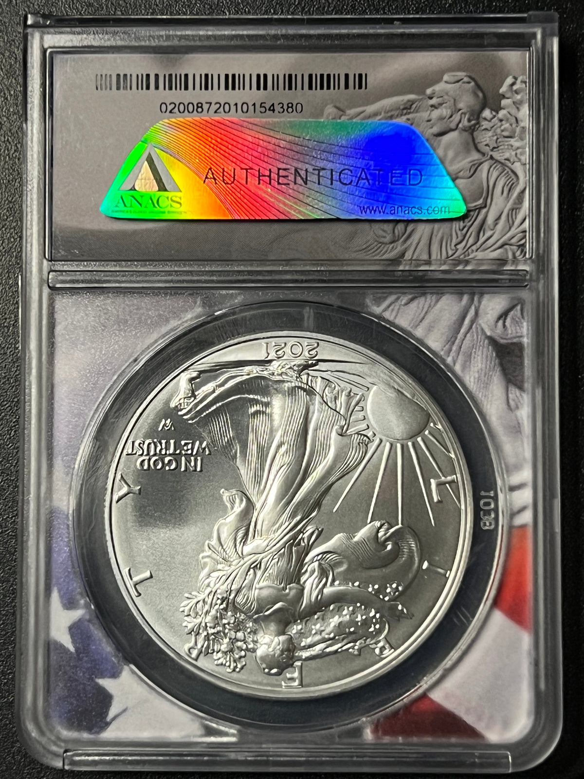 2021 Type II 1 oz American Silver Eagle — ANACS MS70 First Strike (Certified Slab)