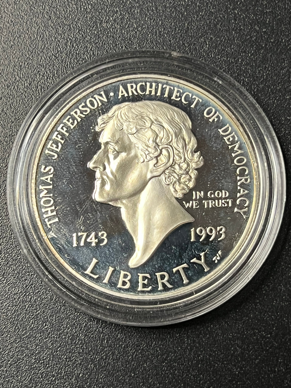 1993-S Thomas Jefferson 250th Anniversary Silver Dollar – Proof