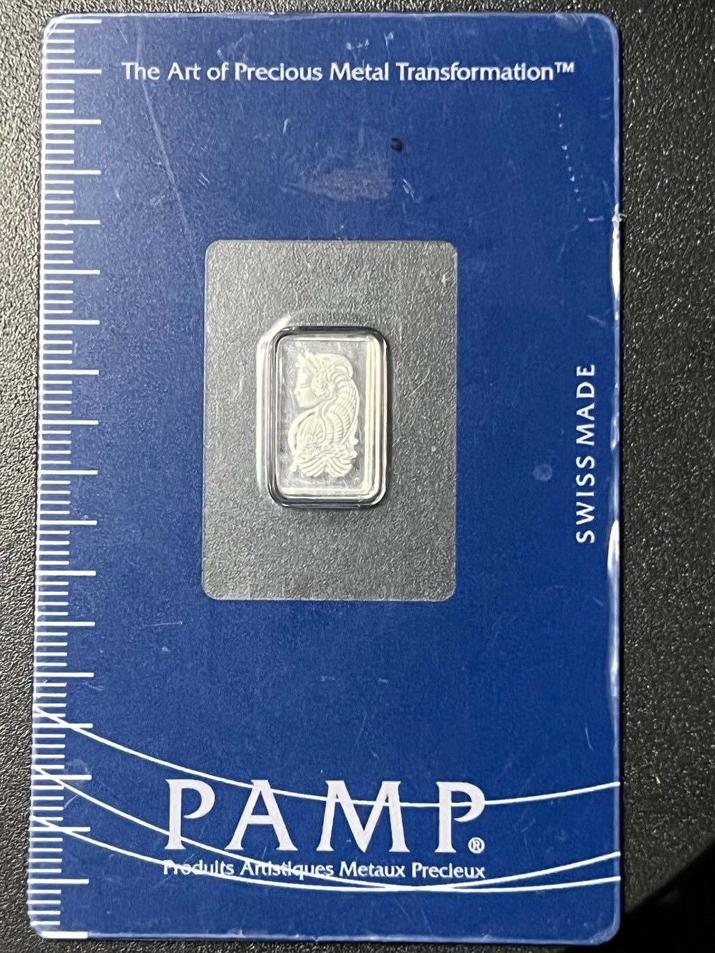PAMP Suisse Lady Fortuna 1 Gram .9995 Fine Platinum Bar (Assayed in CertiCard)