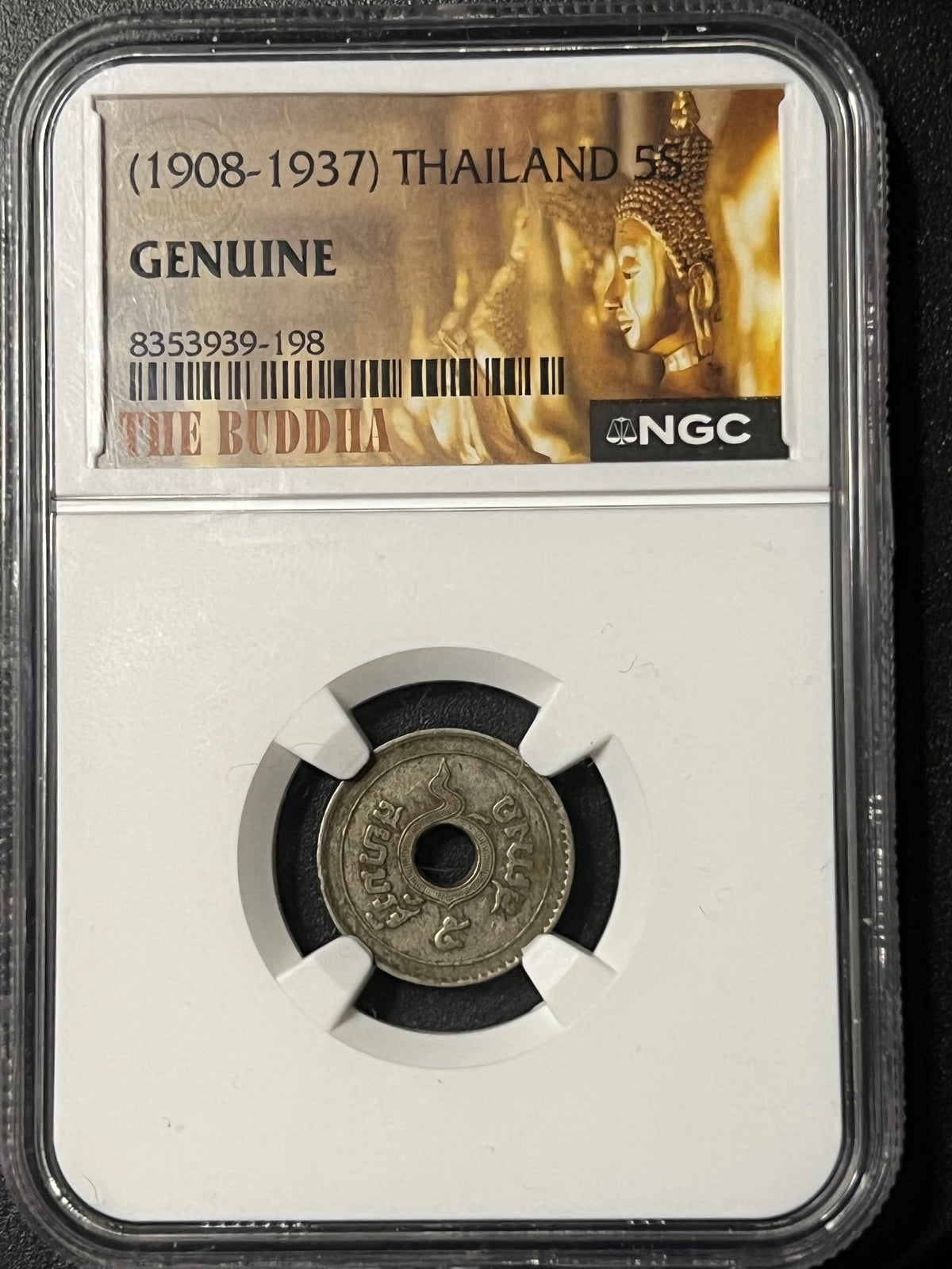 (1908–1937) Thailand 5 Satang – NGC Genuine ("The Buddha" Collection)