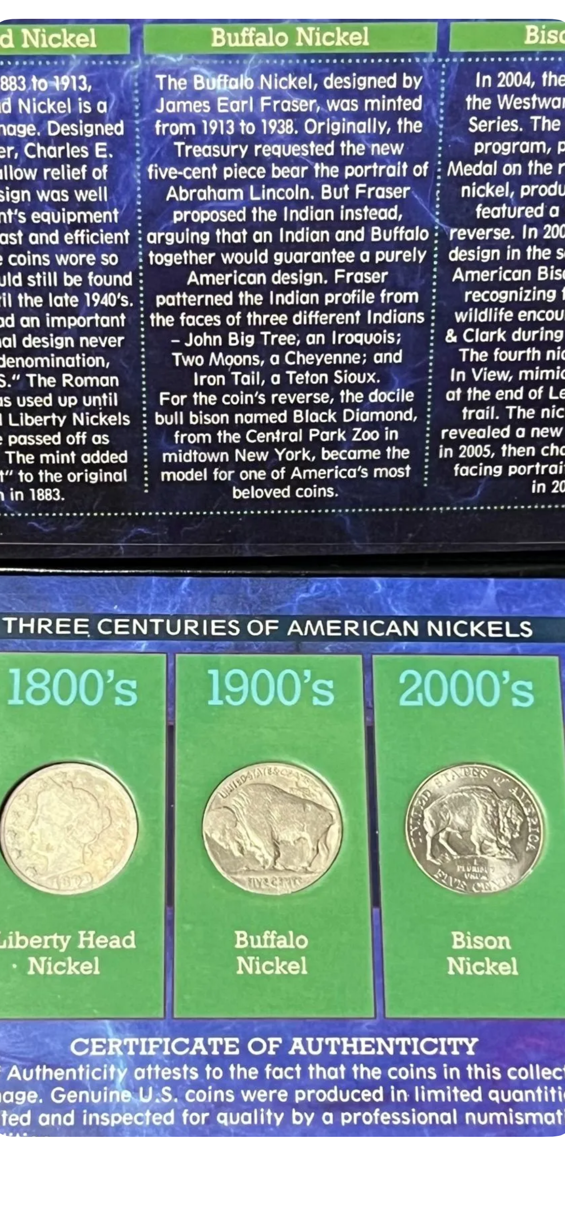 "Three Centuries of American Nickels" 3-Coin Collector Set