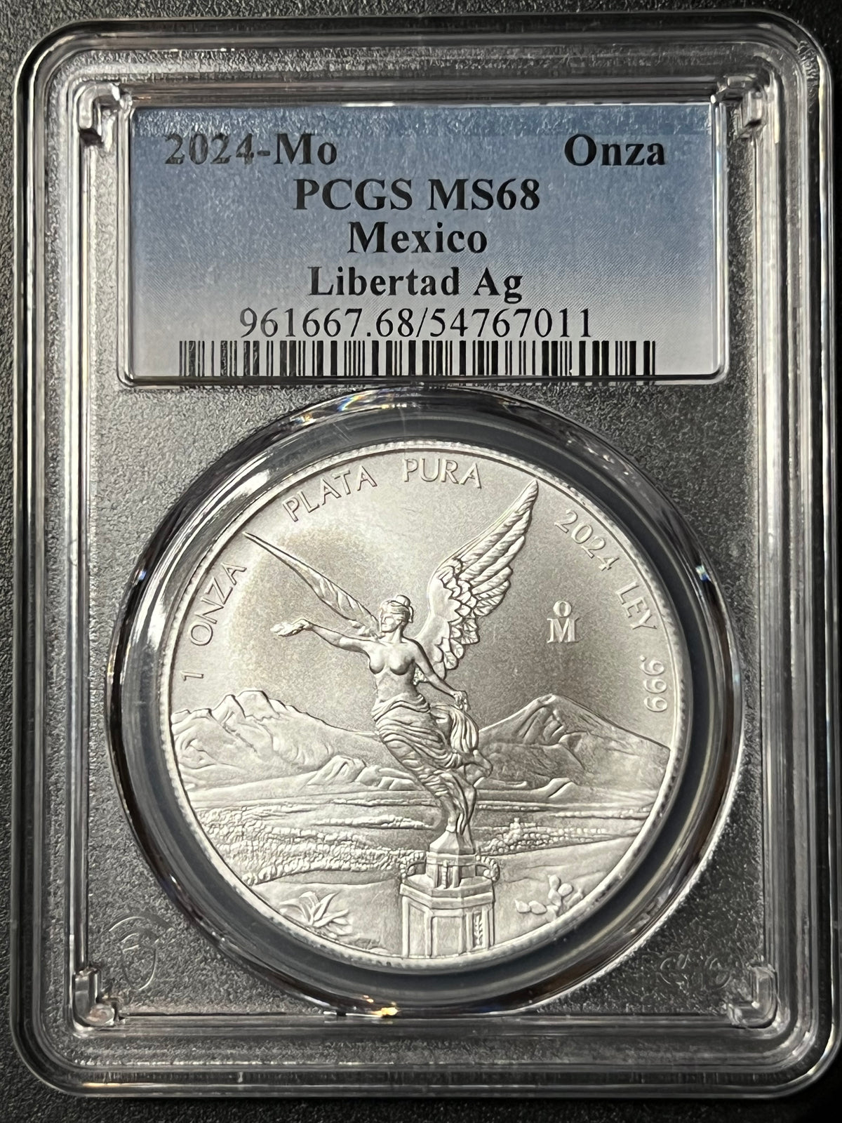 2024-Mo Mexico 1 Onza Libertad Silver — PCGS MS68 (Certified Slab)