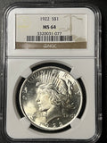 1922 Peace Silver Dollar (S$1) - NGC MS 64