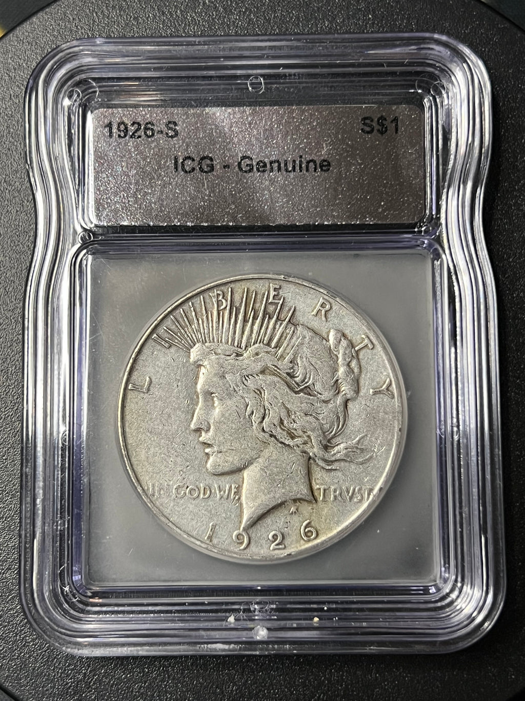 1926-S Peace Silver Dollar – San Francisco Mint – ICG Genuine Slab