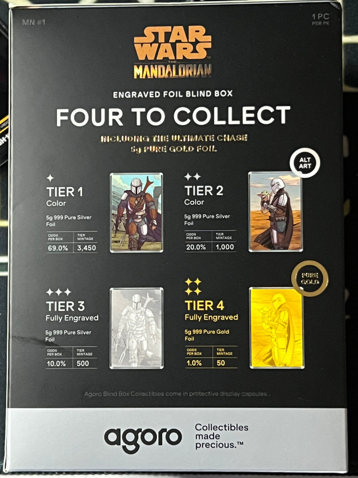 Agoro Star Wars: The Mandalorian™ Engraved Foil Blind Box (Pure Silver & Gold Collectible)