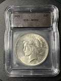1925 Peace Silver Dollar — ICG MS62