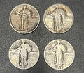 4-Piece Lot of Vintage U.S. Standing Liberty Quarters (1924, 1926, 1928, 1928)