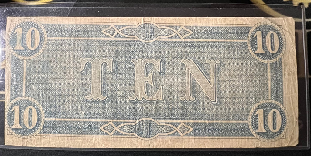 February 17, 1864 $10 Confederate States of America Banknote (T-68)