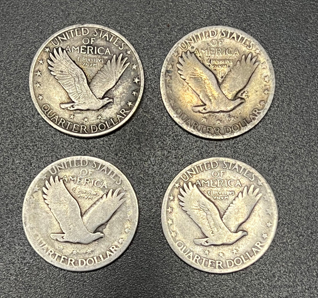 4-Piece Lot of Vintage U.S. Standing Liberty Quarters (1924, 1926, 1928, 1928)
