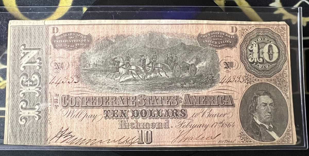 February 17, 1864 $10 Confederate States of America Banknote (T-68)