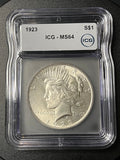 1923 Peace Silver Dollar — ICG MS64