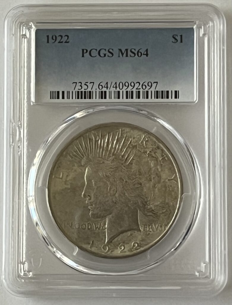 1922 Peace Silver Dollar - PCGS MS64