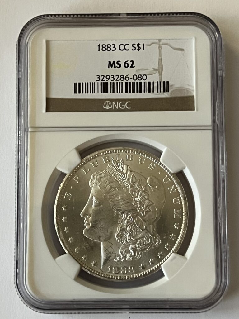 1883-CC Morgan Silver Dollar – NGC MS62 (Wild West Treasury Hoard!)