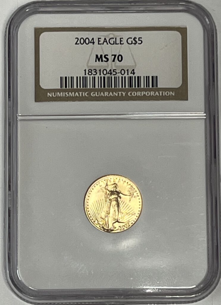 2004 American Gold Eagle $5 (1/10 oz) graded MS70
