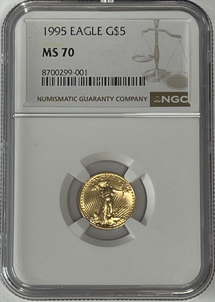 1995 American Gold Eagle $5 (1/10 oz) graded MS70