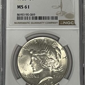 1925 Peace Silver Dollar, certified MS61 by NGC