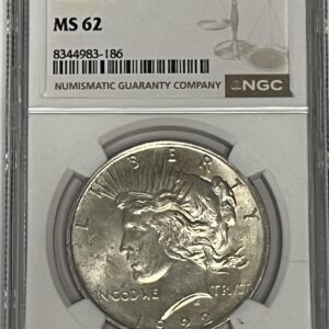 1922 Peace Silver Dollar, certified MS62 by NGC