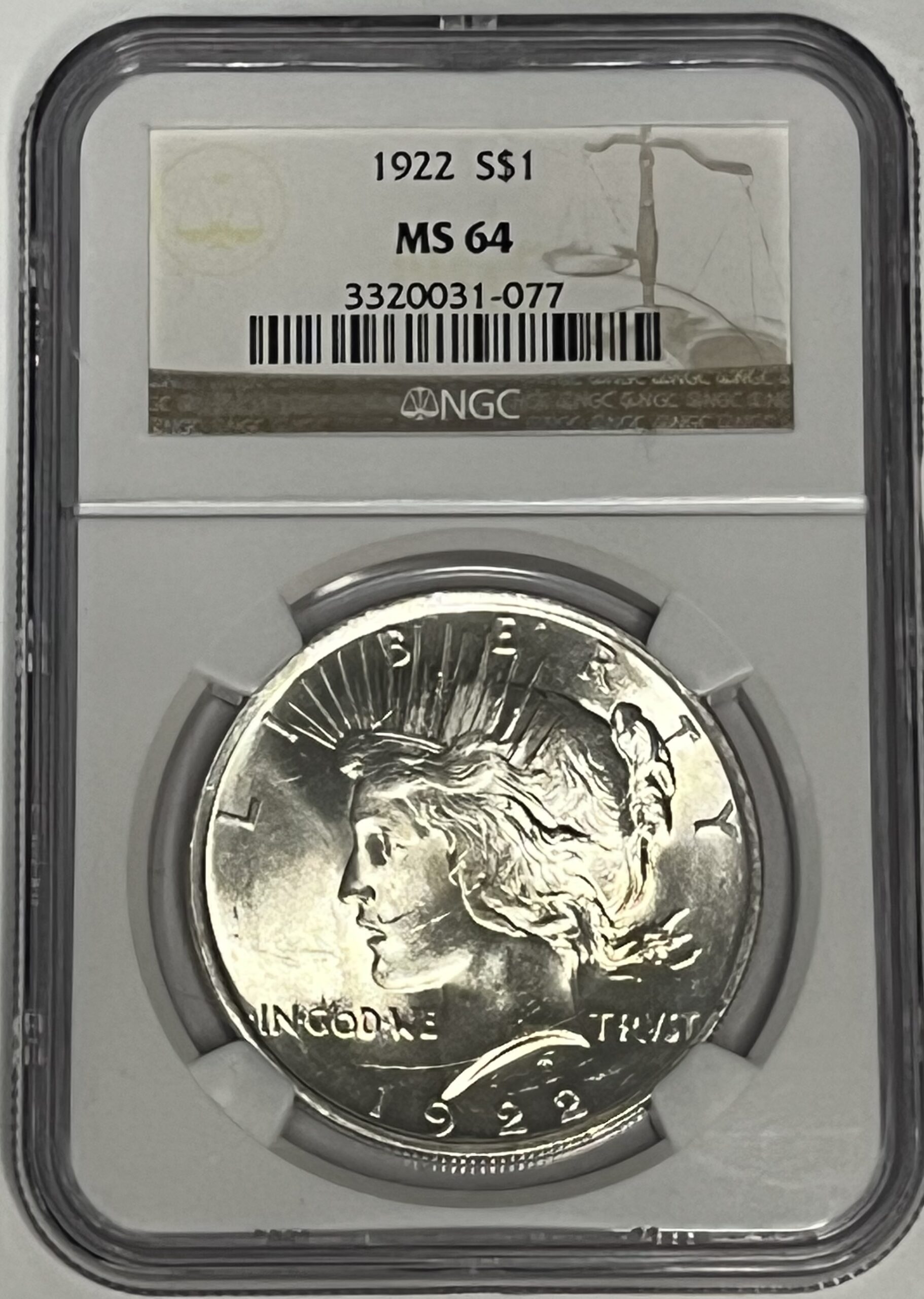 1922 Peace Silver Dollar – NGC MS64