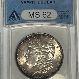 1889 Morgan Silver Dollar – VAM 33 Doubled Ear – ANACS MS62
