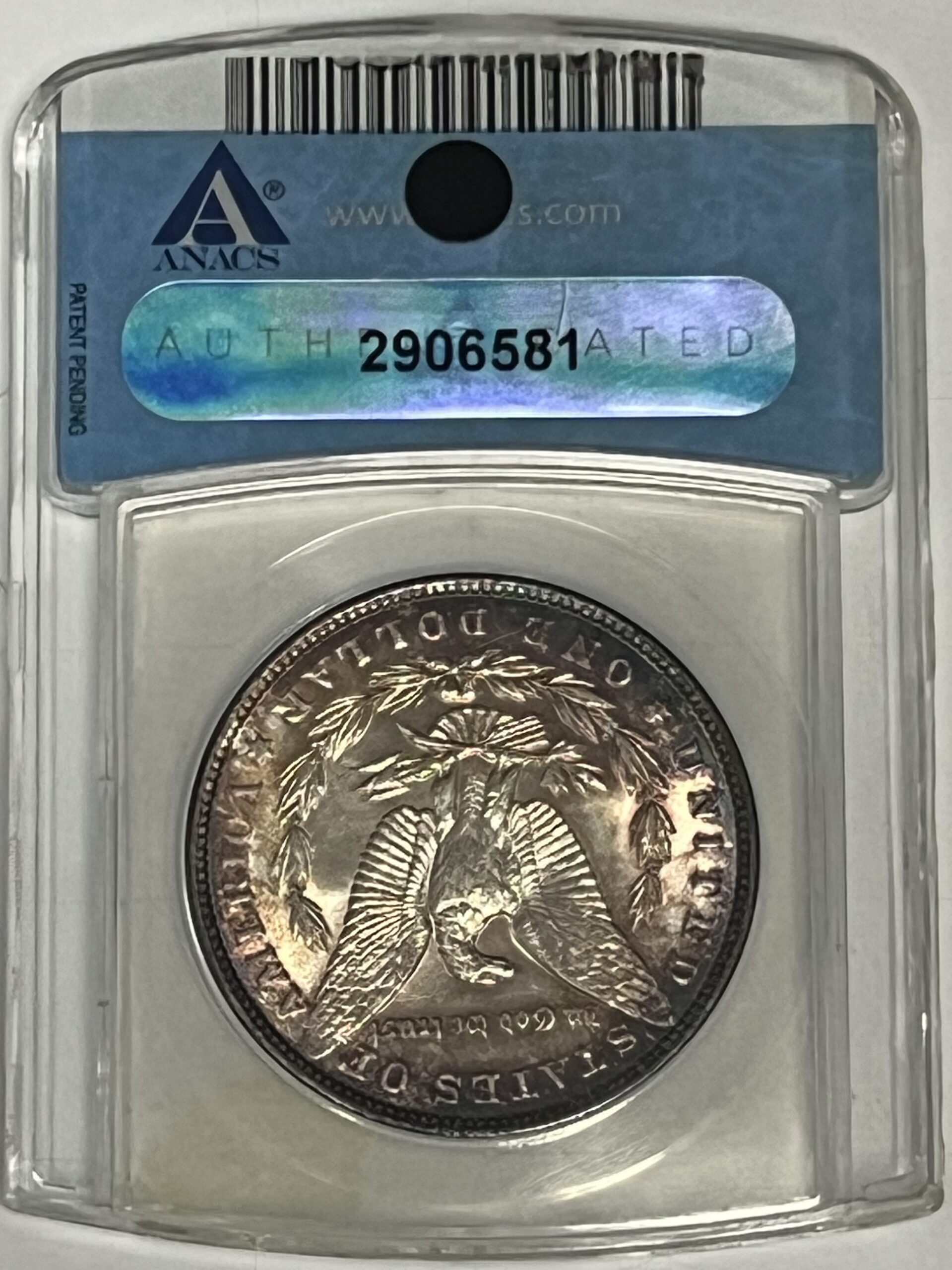 1889 Morgan Silver Dollar – VAM 33 Doubled Ear – ANACS MS62 - Image 2