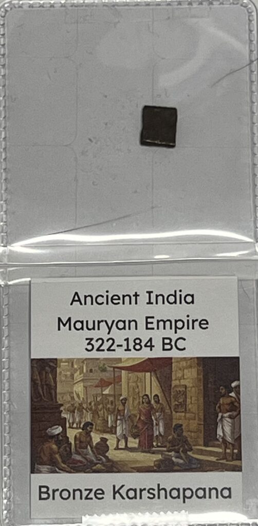 Ancient India – Mauryan Empire 322–184 BC Bronze Karshapana with Story Card
